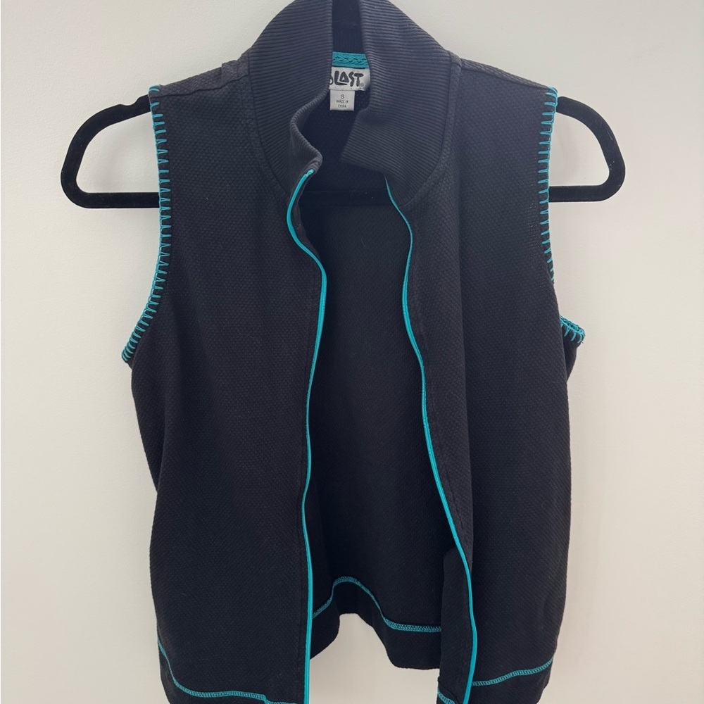 Black Vest with Blue Trim